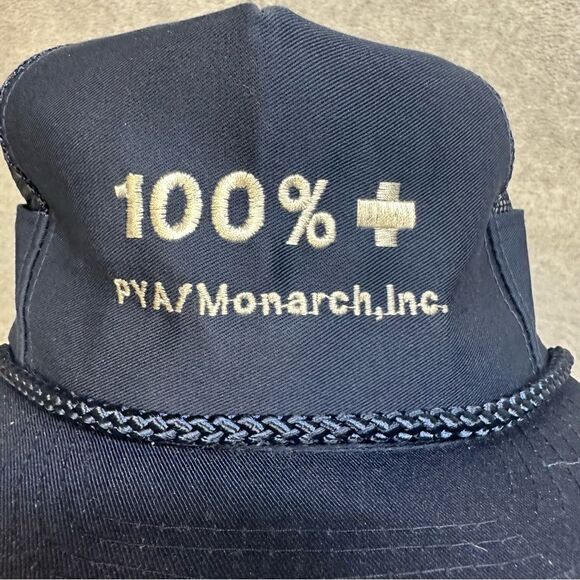 PYA Monarch Trucker Had Blue Mesh Snapback Rope Brim Casual Work Wear Vintage - Picture 2 of 10